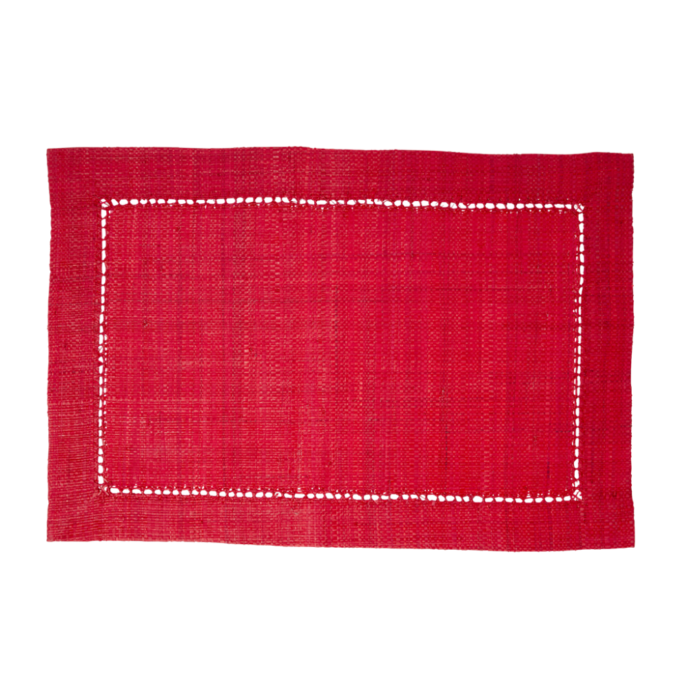 Raffia Placemats in Red by Rice DK Vibrant Home